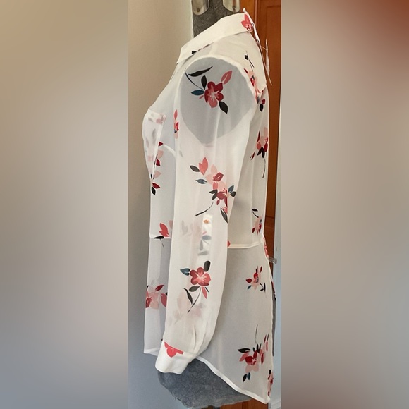 Candie’s Semi Sheer Floral Button Down Blouse - Picture 2 of 12